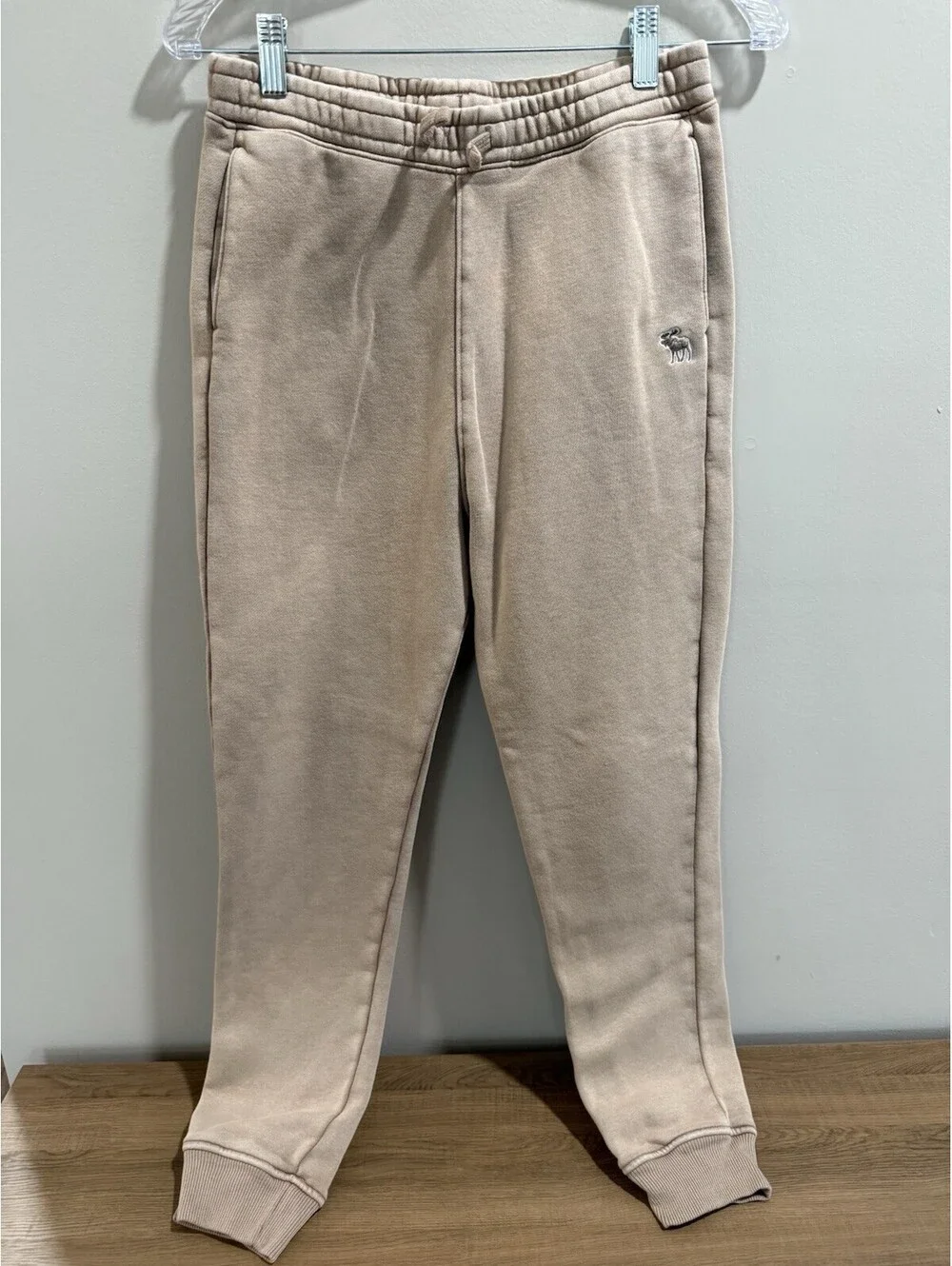 Abercrombie Kids Boys Beige Fleece Jogger Pants Elastic Waist Pockets 15/16